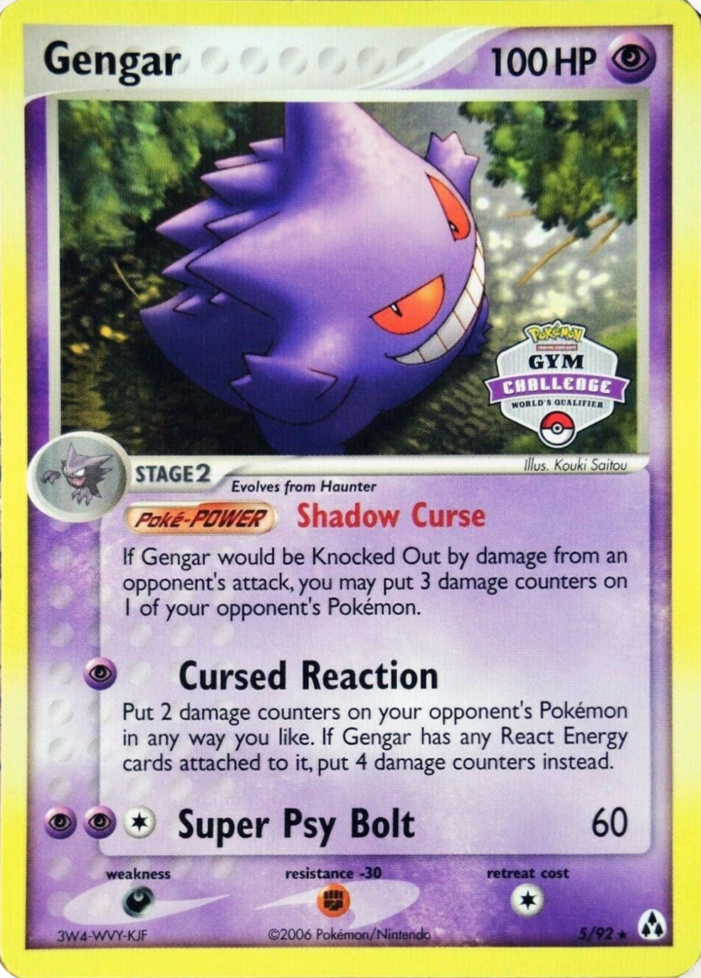 Gengar (5/92 Gym Challenge Special Print) - Pokumon